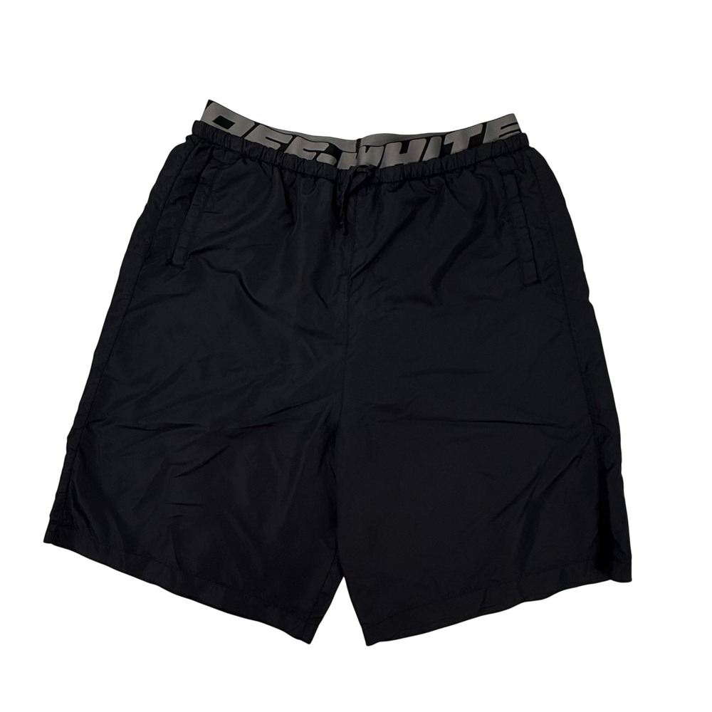 Off-White Black Industrial Logo Waistband Swim Shorts Trunks Men Size Large